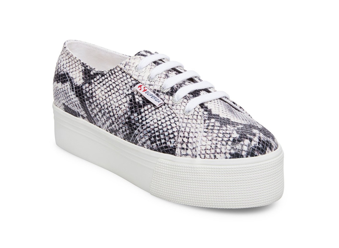 Platform Feminino Pretas/Branco/Serpentine - Superga 2790 Pufanw - POZJG-2497